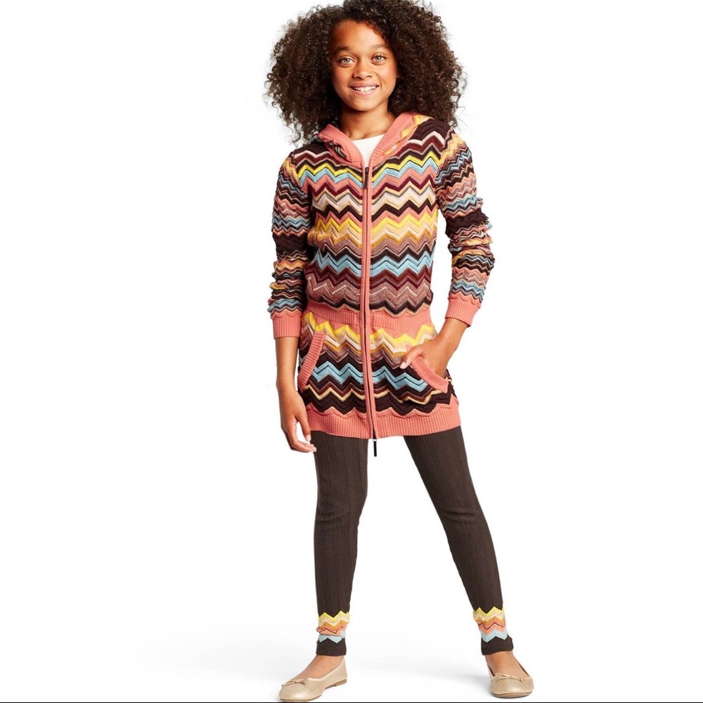 Missoni Girls Chevron Zip Front Sweater Cardigan